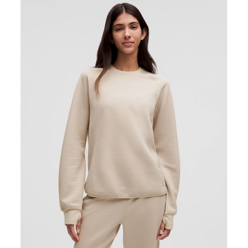 

Lululemon Waffle Knit Crewneck Long Sleeve Shirt Mojave Tan Bone 8