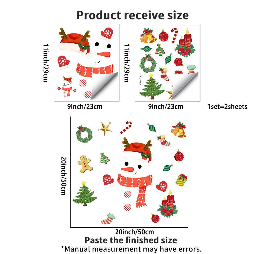 Cartoon Antler Snowman Christmas Static Sticker Christmas Small Accessory Balcony Living Room Window