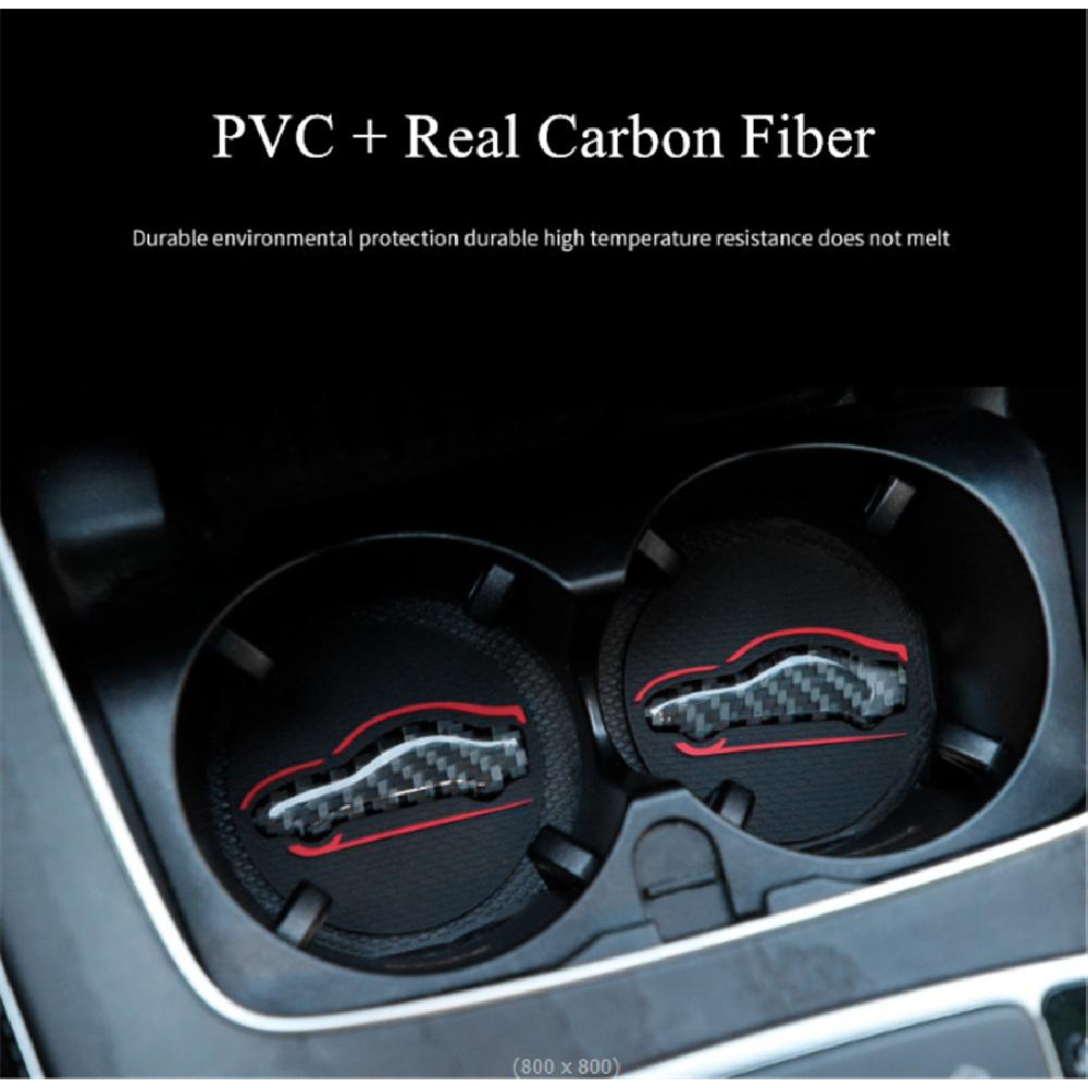 A Set Of 2 High-Quality Anti-Slip Elastic Long-Lasting Mats Made Of Real Carbon Fiber For In-Car Cup Holders