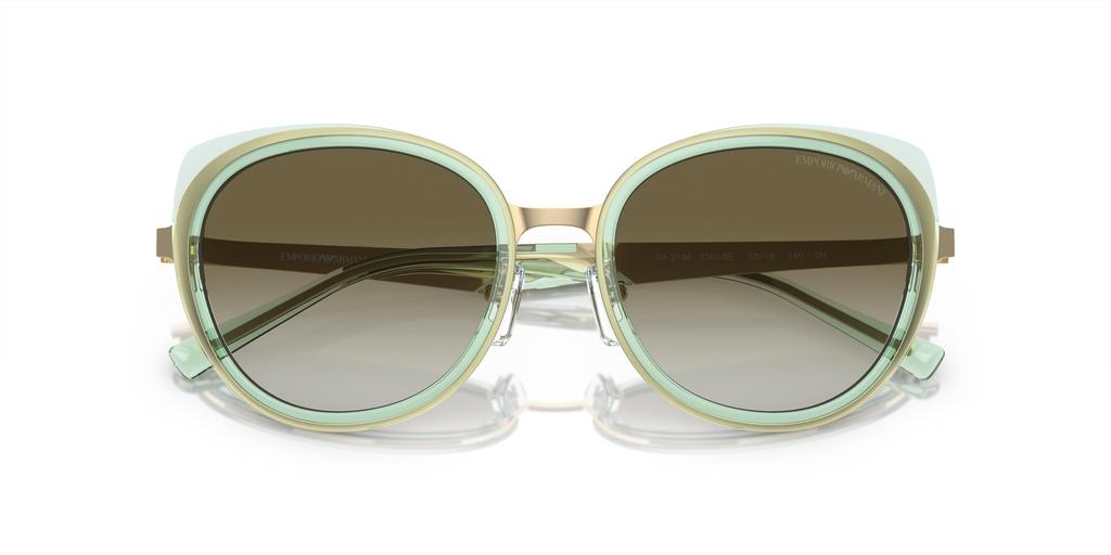Emporio Armani Women's Shiny Pale Gold/Green Sunglasses EA2146, Size 53