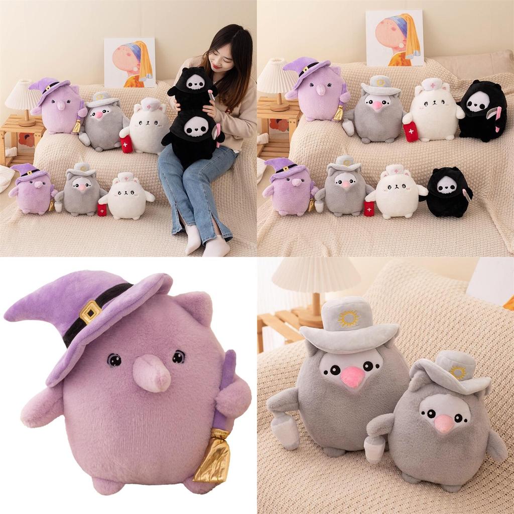 Cute Dark Cat Plush Toy For Halloween Gift 20cm Height