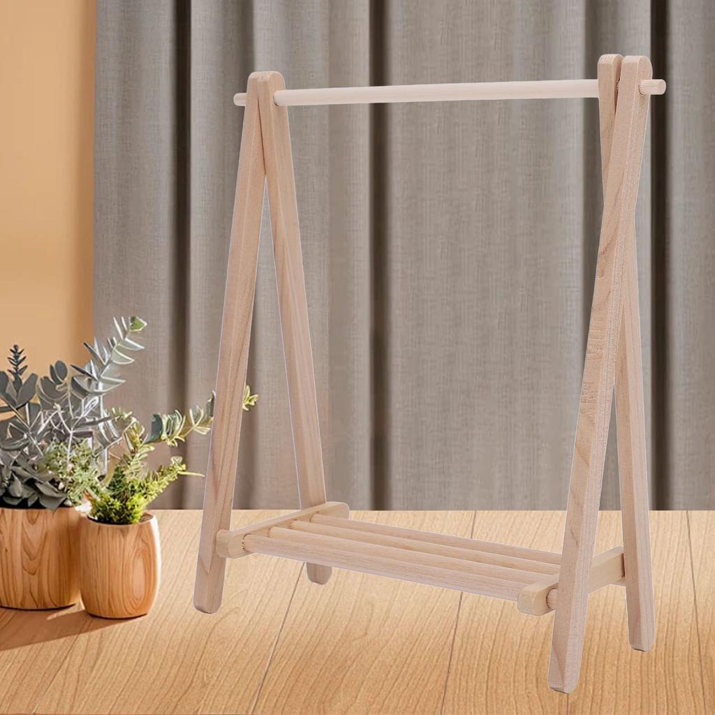 1:12 Dollhouse Clothes Rack Wooden Floor Stand Doll Clothes Accessories Miniature Dollhouse Garment Rack