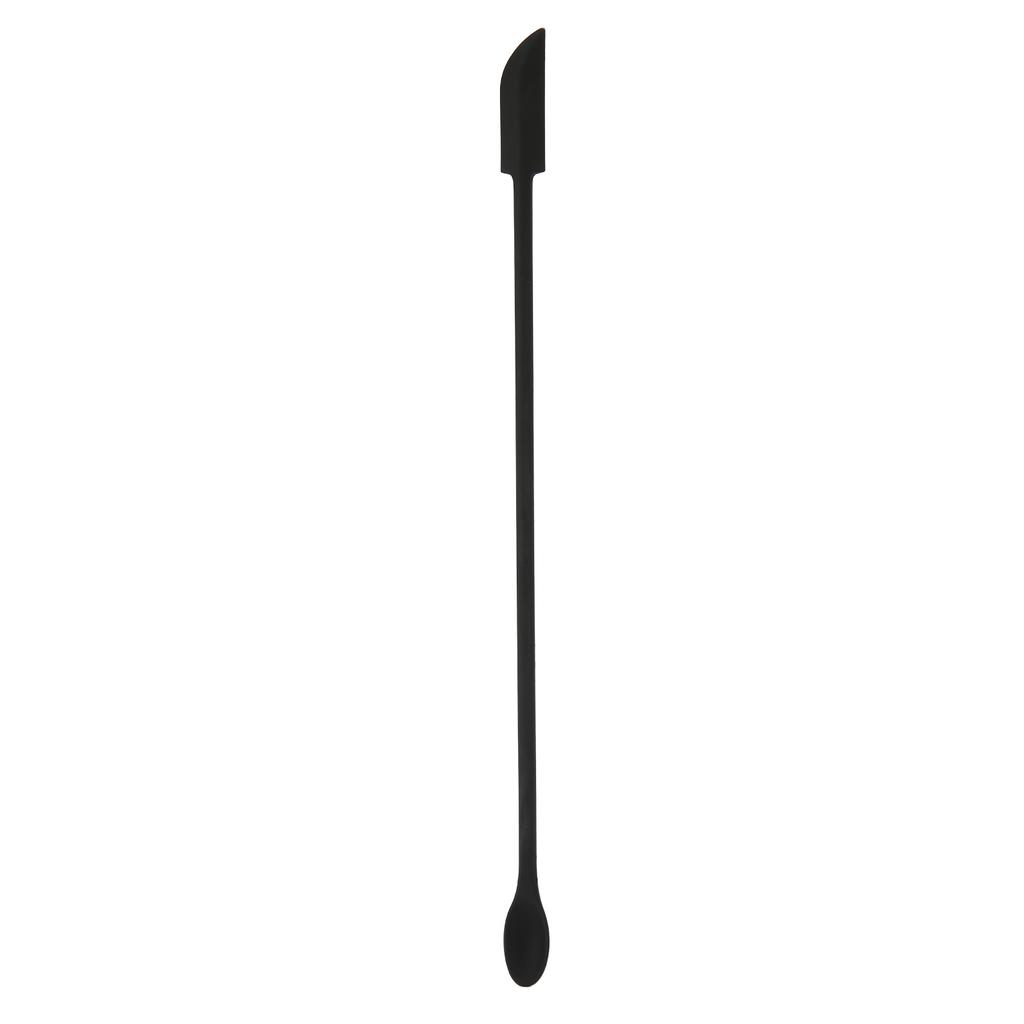 Makeup Spatula Tool Double Side Silicone Mini Lengthened Slim Jam Spatula (Black)
