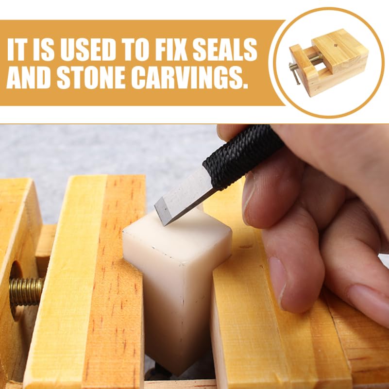 Operitacx Pine Stamp Carving Wood Carving Woodworking Hand Mini Professional Seal Vise Grip Stone Carving Woodworking Stamp Carving Engraving Wood