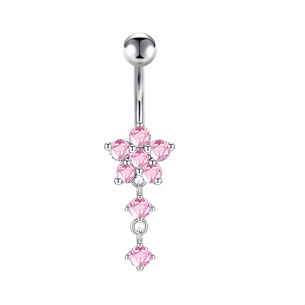 Heart Shape Belly Button Ring Pink Zircon Dangle Belly Ring Navel Piercing Jewelry  Body Jewelry