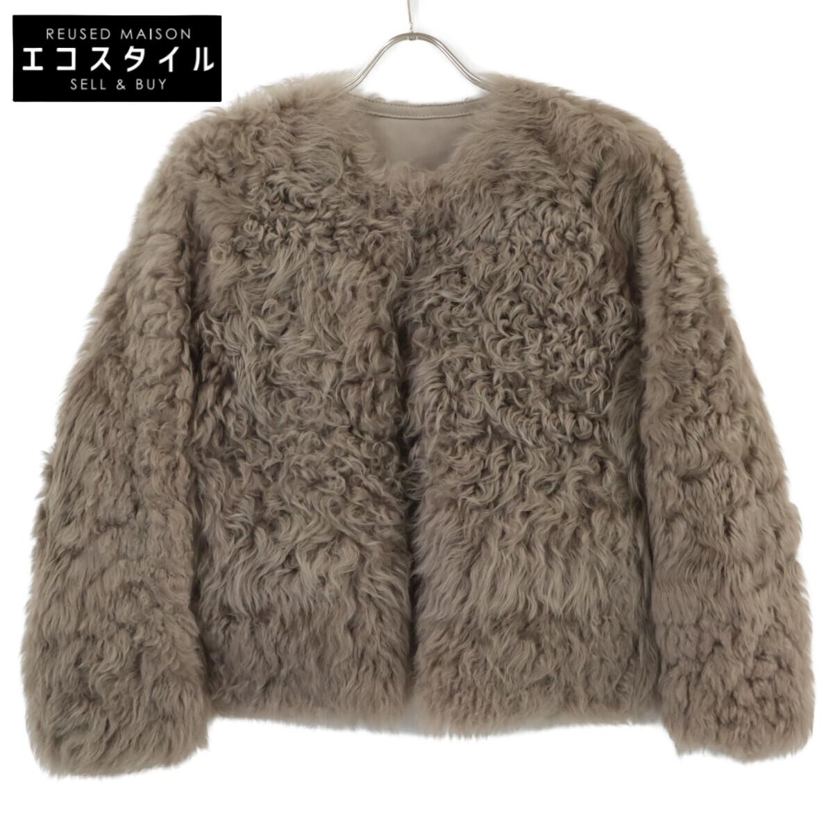 

UNKNOWN xIENA 17-011-910-0004 Curly Fur Reversible Mouton Jacket 6 BrownUsed