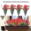 4 Bunches Artificial Fake Flowers Faux Anthurium Plants Plastic Shrubs Bushes Greenery Indoor Outsi 25-26s