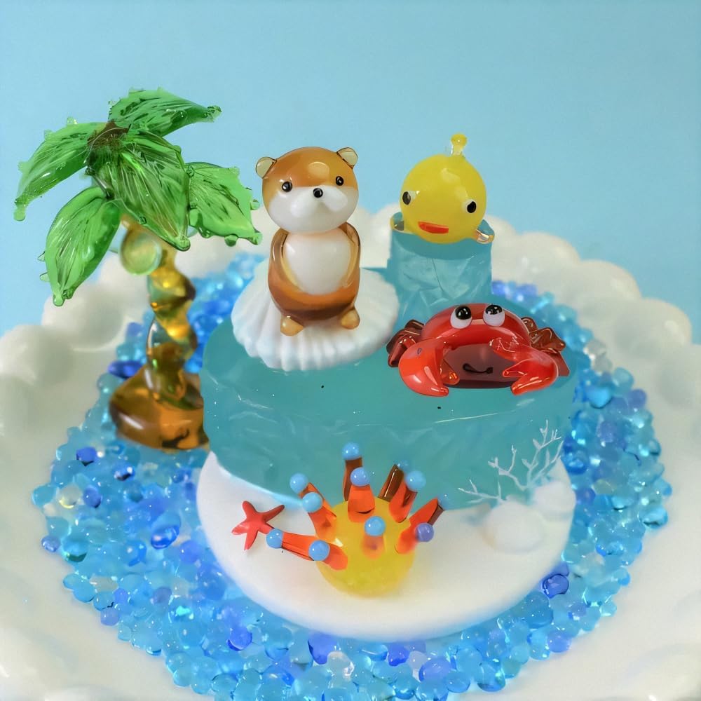 Fourcart Cute Handmade Glass Crafts [Poly Sea Stage] x 5-Piece Set