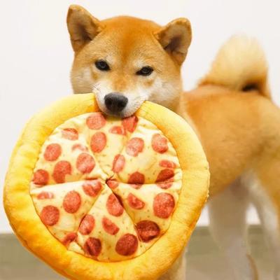 Köpek Oyuncağı Peluş Pizza Şekli Evcil Hayvan Gıcırtılı Ses Oyuncakları Küçük Büyük Köpekler Yavru Diş Temizliği Çiğneme Oyuncağı Evcil Hayvan Malzemeleri