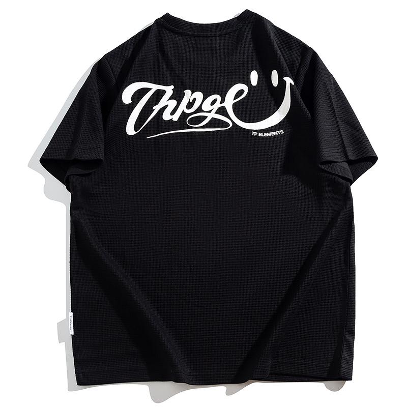 

Модная универсальная дышащая влагоотводящая мужская футболка свободного кроя с принтом алфавита - Не мнущаяся повседневная спортивная рубашка с коротким рукавом и воротником 8XL чёрный