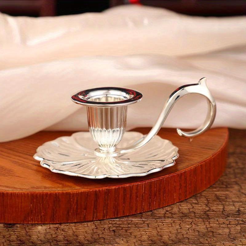 1pc European-style Candle Holder Decoration, Hand-held Candle Holder, Elegant Nordic-style Metal Candle Holder - Zinc Alloy
