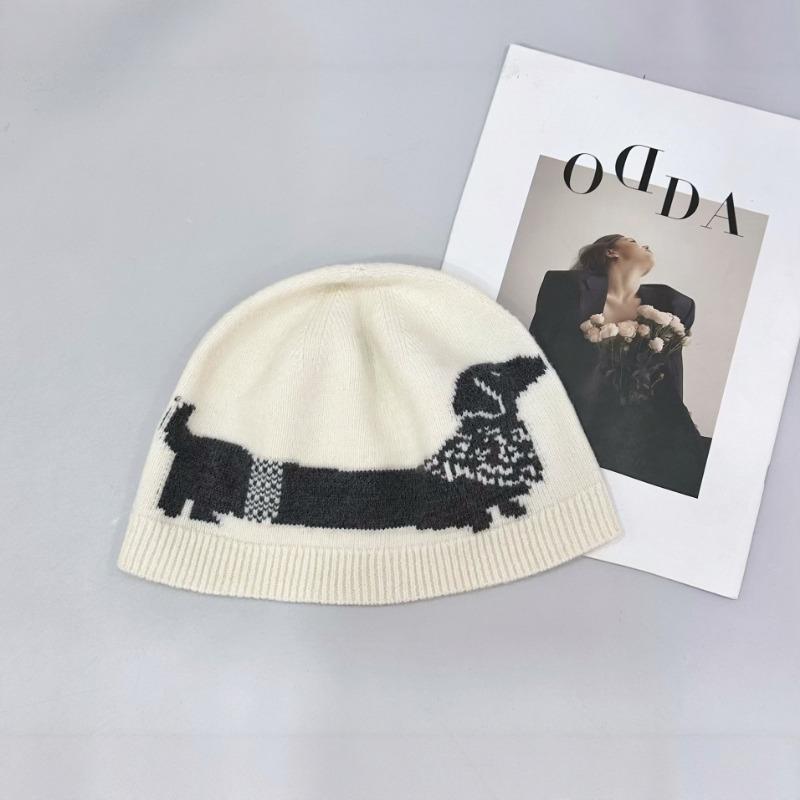 25 Early Autumn New Cold Hat Men's and Women's Jacquard Hat Knitted Hat Embroidered Sausage Puppy Trend Wool Hat