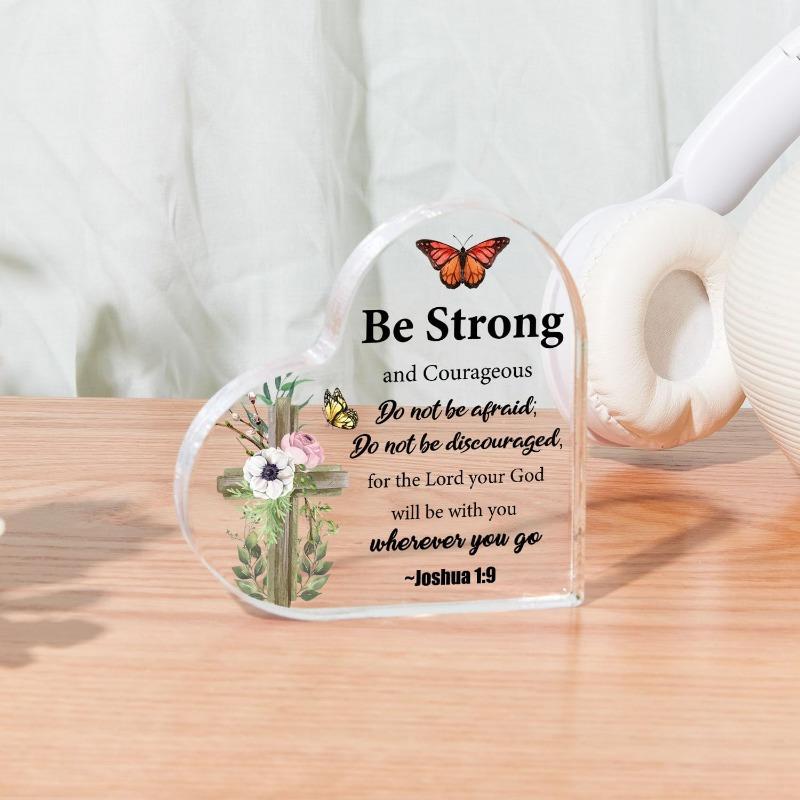 „Fii puternic și curajos” Cadou creștin - Decor inspirațional cu versete biblice pentru femei și mame