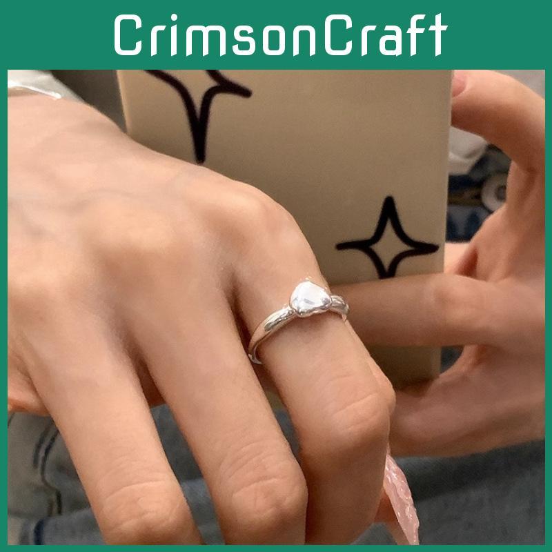 Elegant Heart Shaped Adjustable Copper Ring For Women In Simple Minimalist Design