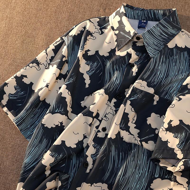 Sommer-Damenhemden, Surf-Print-Hemd, Strandausflug-Bluse, Damenmode-Bluse, Damenhemden mit Knöpfen