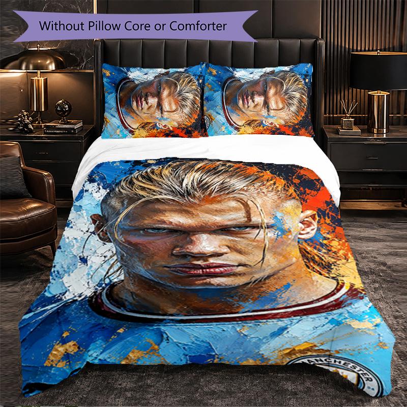 Biancheria da Letto a Tema Erling Haaland Set 3 Pezzi Copripiumino Biancheria da Letto Decorativa Per Stanza Adolescenti Decorazione Casa