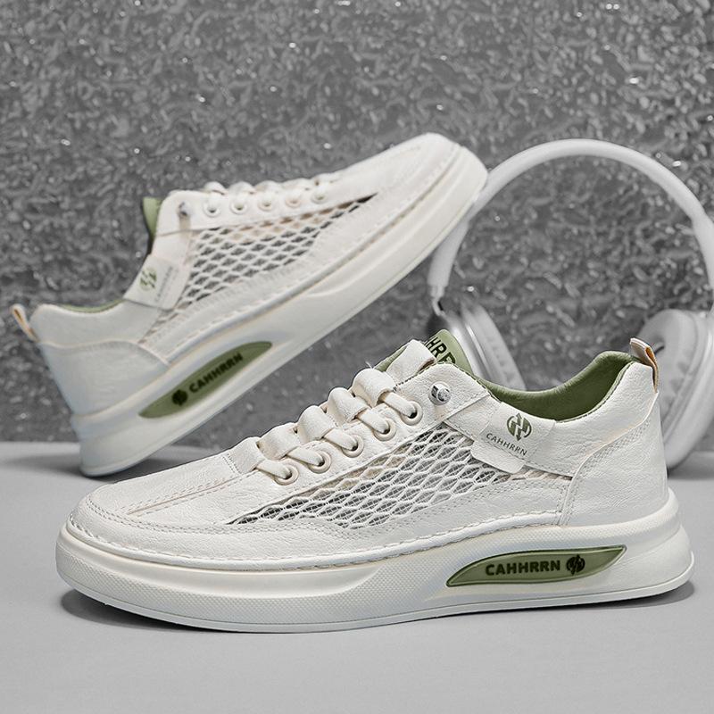 

Little white shoes can be worn by men in all seasons, comfortable and breathable, color matching, casual and versatile, daily lace-up-free men s board 39