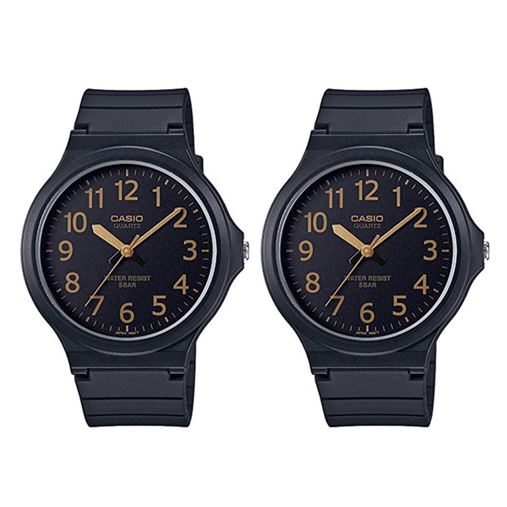 

Casio Retro Pair Watches with Storage Case! Two Same Model Watches, Simple Analog Black, MW-240-1B2JH (Made in Japan)