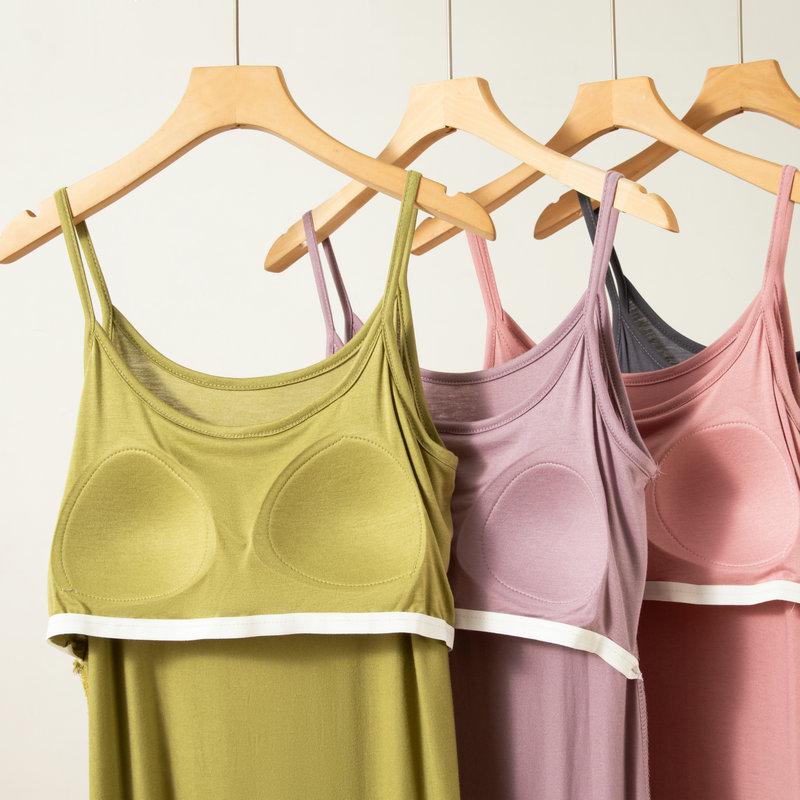 2025 Summer Loose Solid Color Modal Suspender Skirt - Medium Long, Large Size Casual Dress