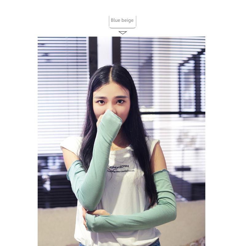

Summer Sun Protection Ice Sleeve Sun Protection Arm Sleeve Oversleeve Oversleeve Driving and Biking Long Women s Half Finger Gloves Modal Cotton Blue rice half finger sleeve