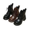 New Platform Martin Boots Women's Autumn New Single Boots Black Thin Boots Lace-up Locomotive Short Boots