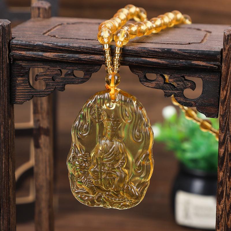 Chinese Ksitigarbha Bodhisattva Pendant Necklace Lucky Amulet Buddha Necklace Jewelry Accessories Gift