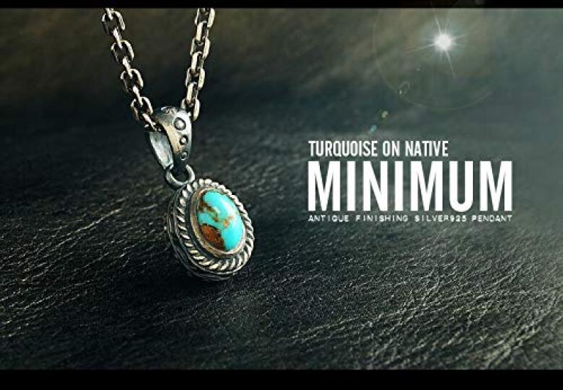 pe2081 Silver Pendant Native Antique Finish Turquoise Antique Style Pendant Top Only [2PIECES] [Brand Name] Men's