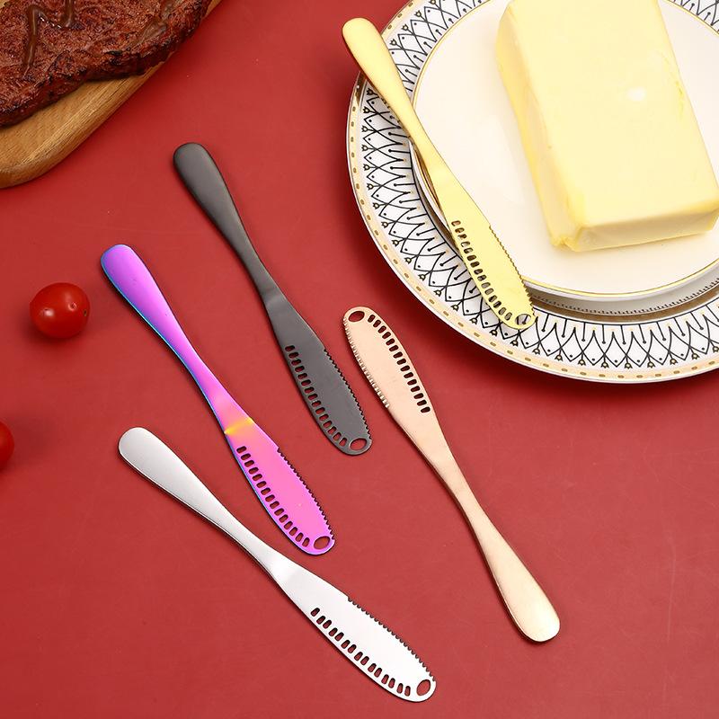 430 Edelstahl Buttermesser Löcher Käse Dessertmesser Stahl Marmeladenmesser Besteck Toast Abwischen Sahne Brot Käseschneider Küchenwerkzeuge