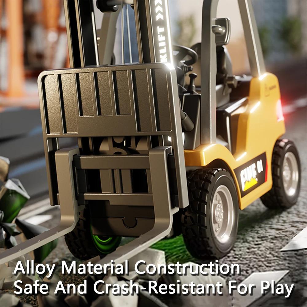 RC Forklift Truck Toys 1/64 Alloy Engineering Construction Vehicles Model Sound Light Collection Forklift Decoration Toy for Kid