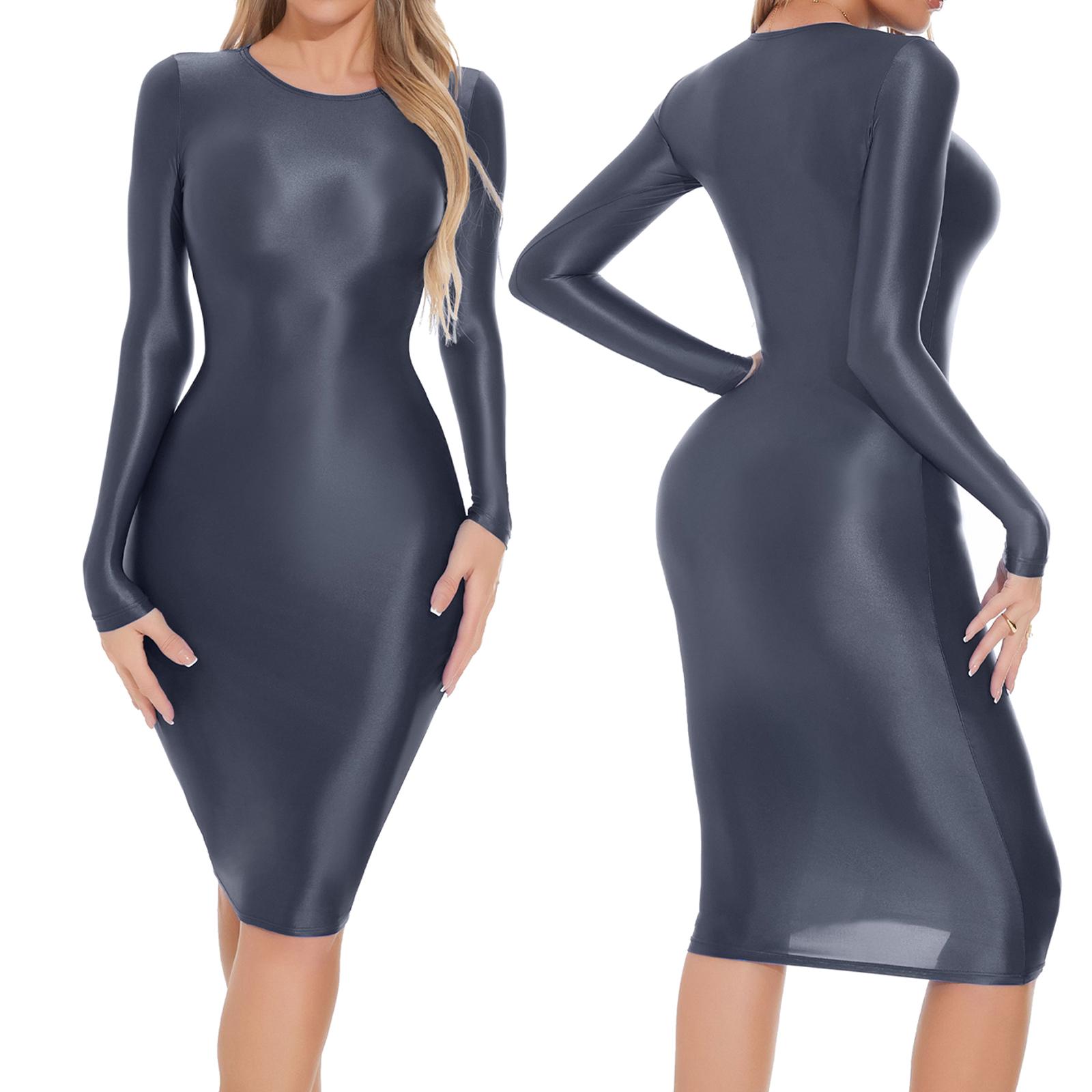 

Женское атласное глянцевое микромини-платье с эффектом масла, блестящее прозрачное облегающее платье, сексуальное обтягивающее платье-карандаш, клубная одежда XL