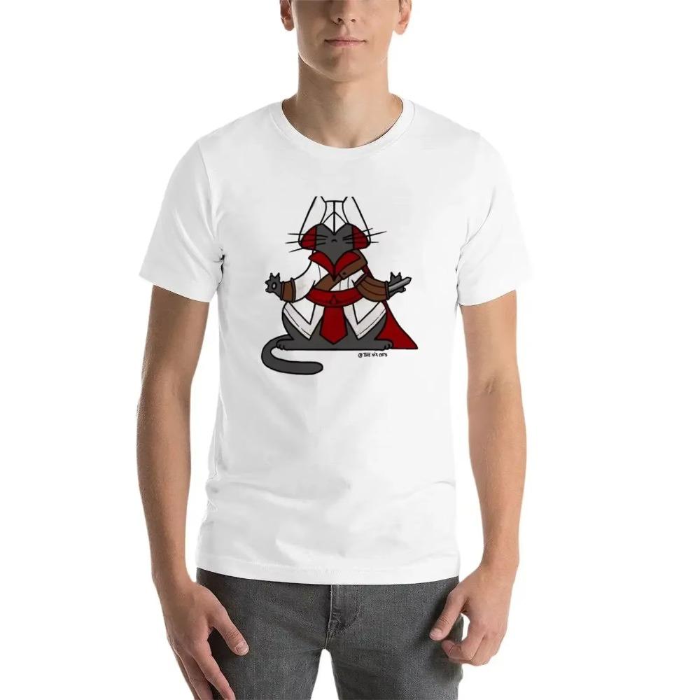 Estetiska kläder anime anpassad t-shirt söta toppar herr grafiska t-shirts hip hop Ny Ezio MEOWditore T-shirt