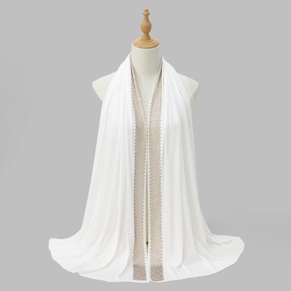 Long Smooth Silk Headscarf Sunscreen Thin Large Shawl Rhinestone Chiffon Hijab Scarf  For Gift