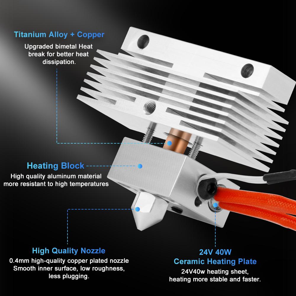 Elegoo Neptune 3 Pro /Plus /Max için Yükseltilmiş Hotend Kiti 24V 40W Seramik Isıtma Plakalı Hot End 3D Yazıcı Parçası Nozul ile Montaj