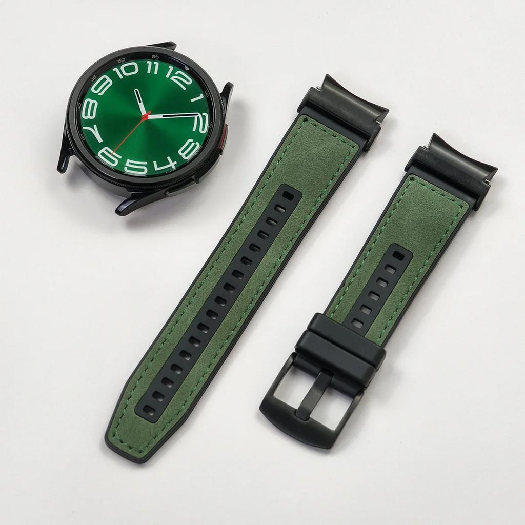 No Gaps Leather Strap for Samsung Galaxy Watch 7 6 5 4 40mm 44mm Watchband Bracelet for Galaxy Watch 6Classic 43 47mm 5Pro 45mm