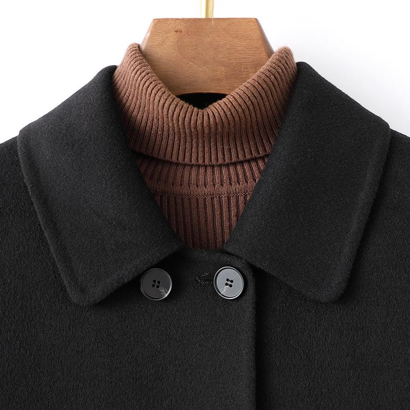 Double-sided cashmere coat medium and long slim and thin temperament high-end autumn and winter new woolen coat small man