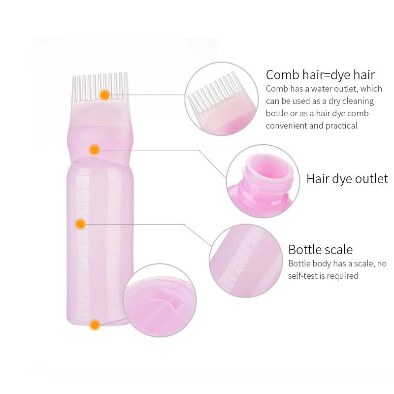 3 Farben Haarfärbemittel-Applikator, Pinselflaschen, Färbeshampooflasche, Ölkamm, Haarfärbemittelflaschen-Applikator, Friseursalon-Styling-Tool