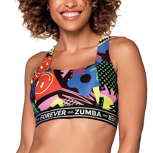 

ZUMBA WEAR Спортивный бюстгальтер, Для танцев и фитнеса, С принтом, Z1T000398, Размер S, Черный