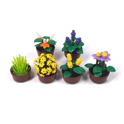 Potted Garden Plants Small Particles Mosaic Assembly Building Block Toy Leaves Small Flowers Landscape Ornament