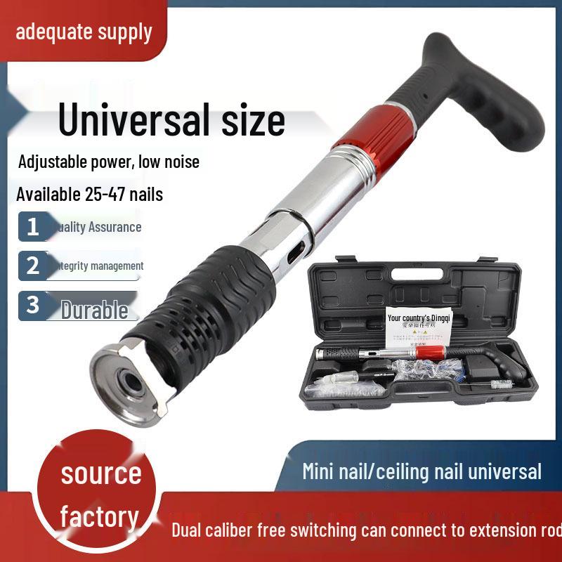 Universal Silent Powder-Actuated Nail Gun for Ceiling, Steel, and Concrete