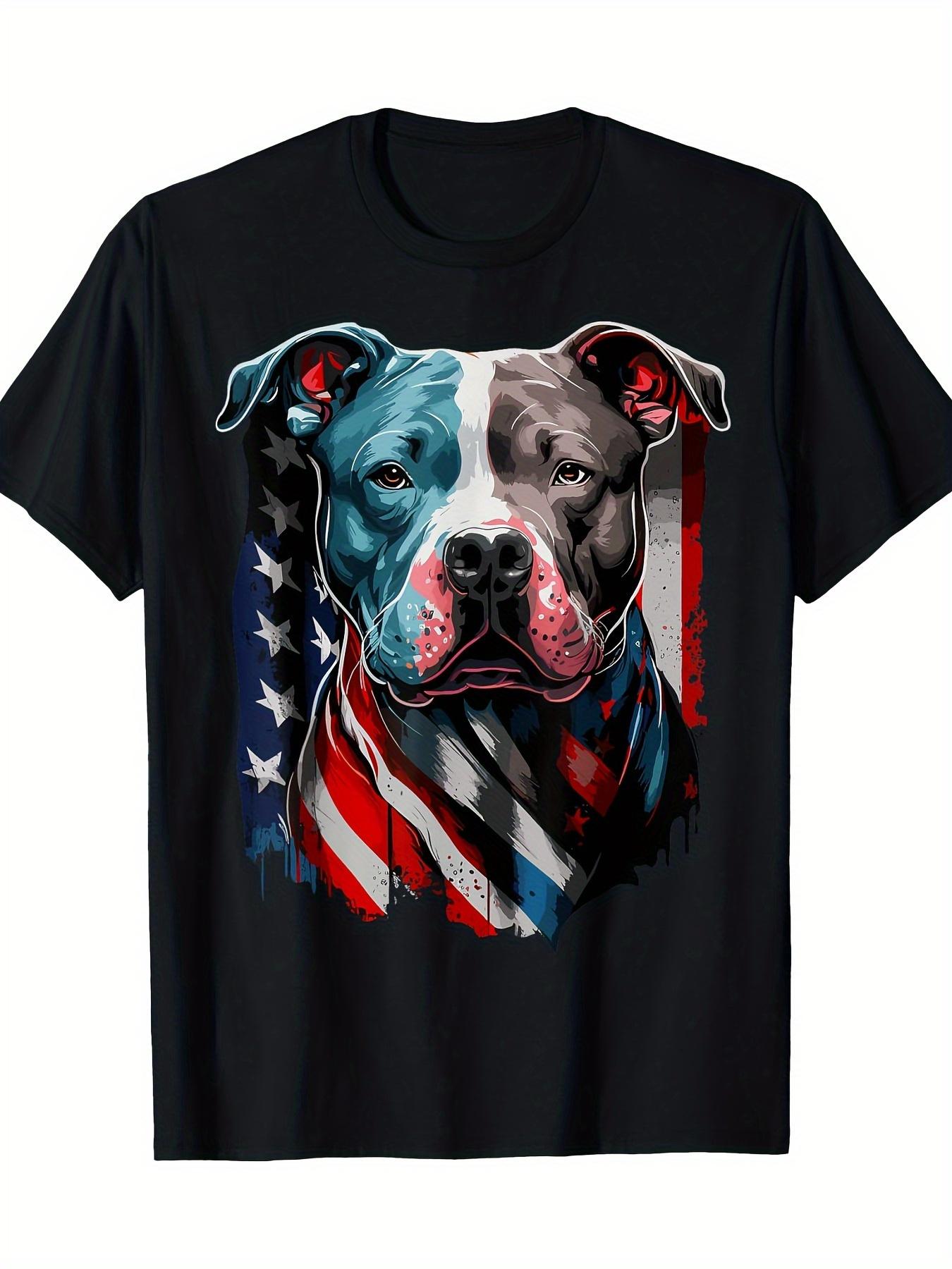 Patriotic Bulldog and American Flag design100 cotton summer casual Oneck short sleeve printed mens Tshirt S