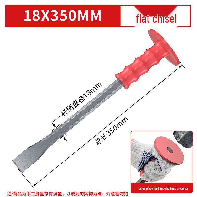 Chrome-Vanadium Steel Stone Masonry Chisel Set - Flat, Pointed, Splitting Chisels with Handle-Wrapped Alloy for Concrete and Cement Work.