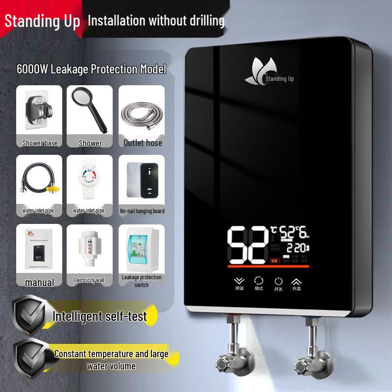 Vertical Electric Tankless Water Heater for Home, Shower, Small Bathroom, or Rural Rental Properties.