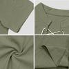 Mens Short Sleeve Lace Up Casual Shirt Lightweight Breathable Fabric V Neck Summer Top Loose Fit Plain Design