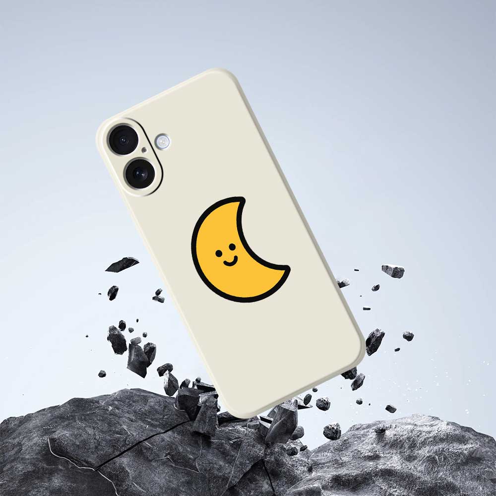 For iPhone 17 Case Yellow Moon Pattern Printing Straight Edge TPU Phone Back Cover