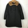 TARA JARMON Wool Coat with Fur Trim Size 38 Black(USED)