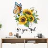 Sunflower and Butterfly PVC Fridge Decals, Self-Adhesive Wall Stickers for Living Room Bedroom Home Decoration