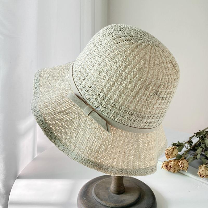 

Большие поля волной показывают темперамент, солнцезащитная шляпа-ведро, весна, универсальная, показывает лицо, маленькая вязаная шляпа-ведро для женщин Adult average size 55-58cm бежевый