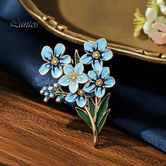 Dainty Flower Badge Forget Me Not Brooch, Alloy Blue Floral Lapel Pin, Memorial Enamel Unique Jewelry for Daily Wear Brooch Pin Coat, Dress,