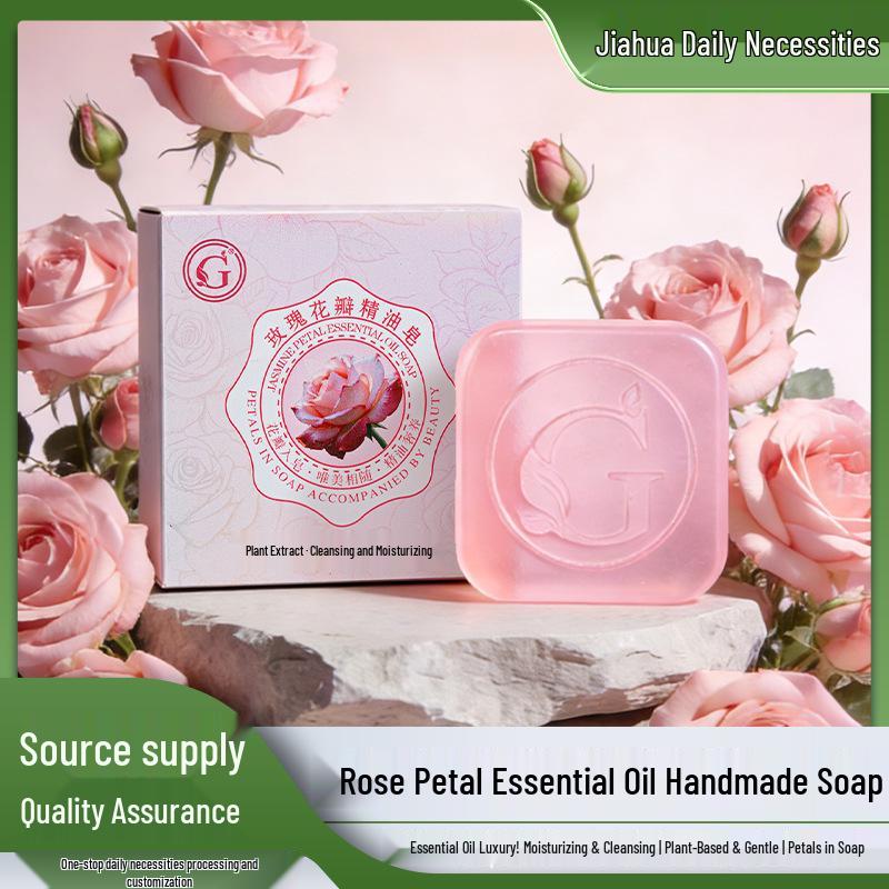Rose Scented Flower-Shaped Essential Oil Soap - Handmade Facial Cleanser & Gift