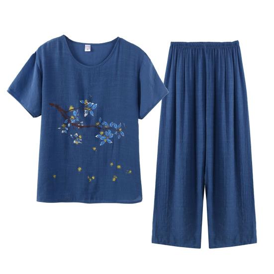 Stilvolles Damen-Top-Hosen-Set, Pullover, kurze Ärmel, schnell trocknend